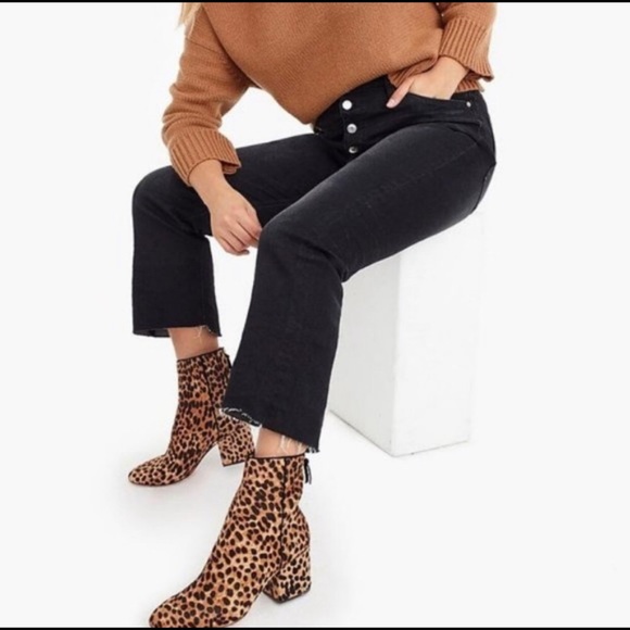 New J. Crew Sadie Ankle Boots Leopard Calf Hair 7 - Picture 1 of 9